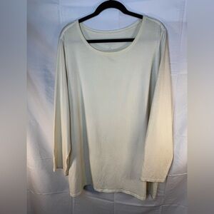 J Jill PUREJILL Women's Cream Long Sleeve Stretch PIMA Cotton Tee Size 3X